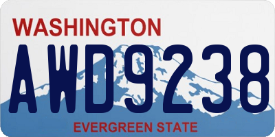 WA license plate AWD9238