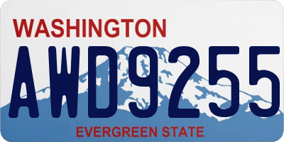 WA license plate AWD9255