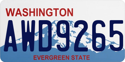 WA license plate AWD9265
