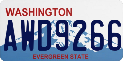 WA license plate AWD9266
