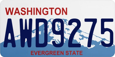 WA license plate AWD9275