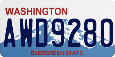 WA license plate AWD9280