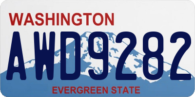WA license plate AWD9282