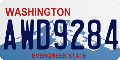 WA license plate AWD9284