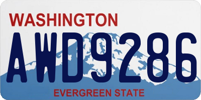 WA license plate AWD9286