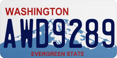 WA license plate AWD9289