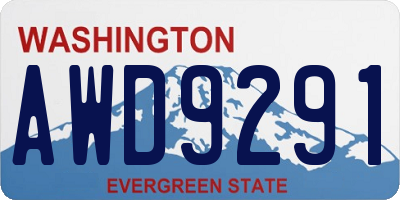 WA license plate AWD9291