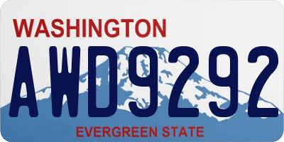 WA license plate AWD9292