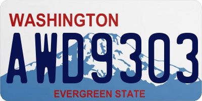 WA license plate AWD9303