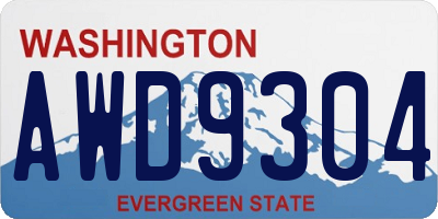 WA license plate AWD9304