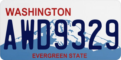 WA license plate AWD9329