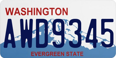 WA license plate AWD9345