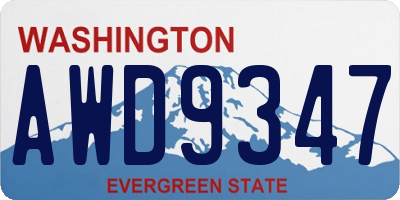 WA license plate AWD9347