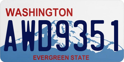 WA license plate AWD9351