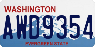 WA license plate AWD9354