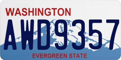 WA license plate AWD9357