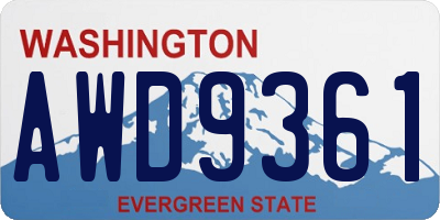WA license plate AWD9361