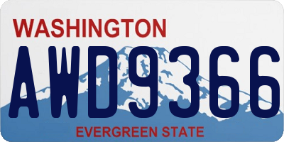 WA license plate AWD9366