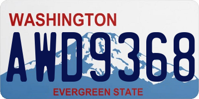 WA license plate AWD9368