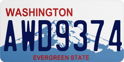 WA license plate AWD9374