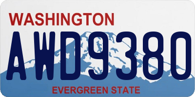 WA license plate AWD9380