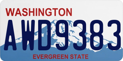 WA license plate AWD9383