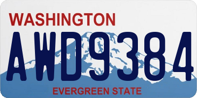 WA license plate AWD9384