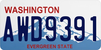WA license plate AWD9391