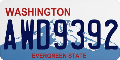 WA license plate AWD9392