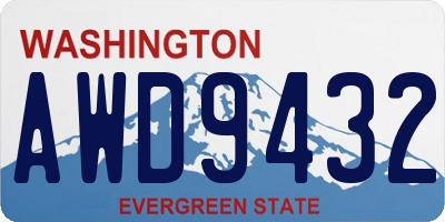WA license plate AWD9432