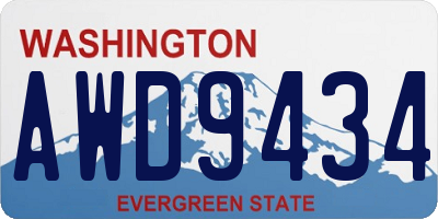WA license plate AWD9434