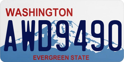 WA license plate AWD9490