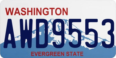 WA license plate AWD9553