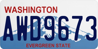 WA license plate AWD9673