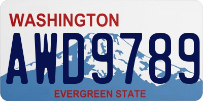 WA license plate AWD9789