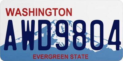 WA license plate AWD9804