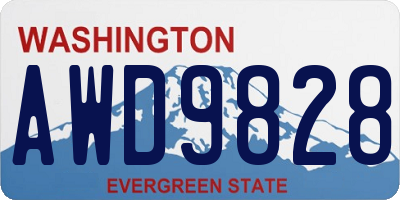 WA license plate AWD9828