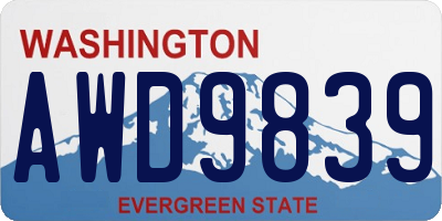 WA license plate AWD9839