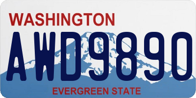 WA license plate AWD9890