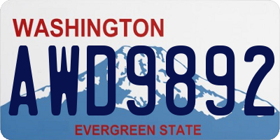 WA license plate AWD9892