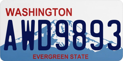 WA license plate AWD9893