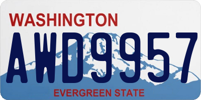 WA license plate AWD9957