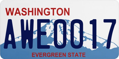 WA license plate AWE0017