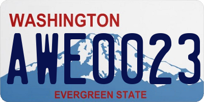 WA license plate AWE0023