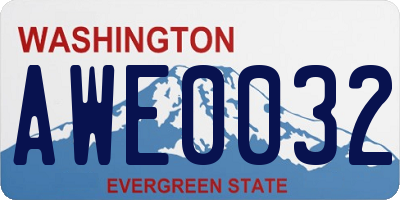 WA license plate AWE0032