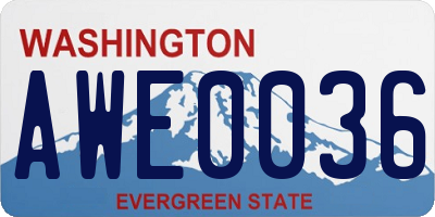 WA license plate AWE0036