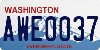 WA license plate AWE0037