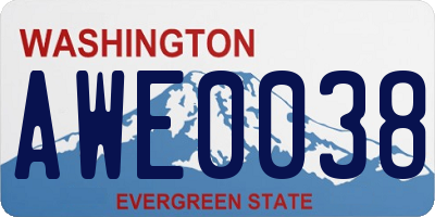 WA license plate AWE0038