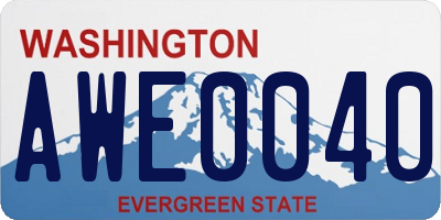 WA license plate AWE0040