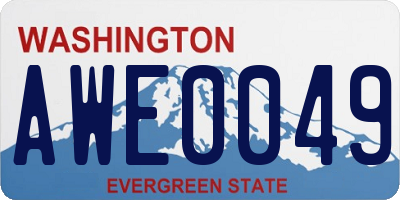 WA license plate AWE0049